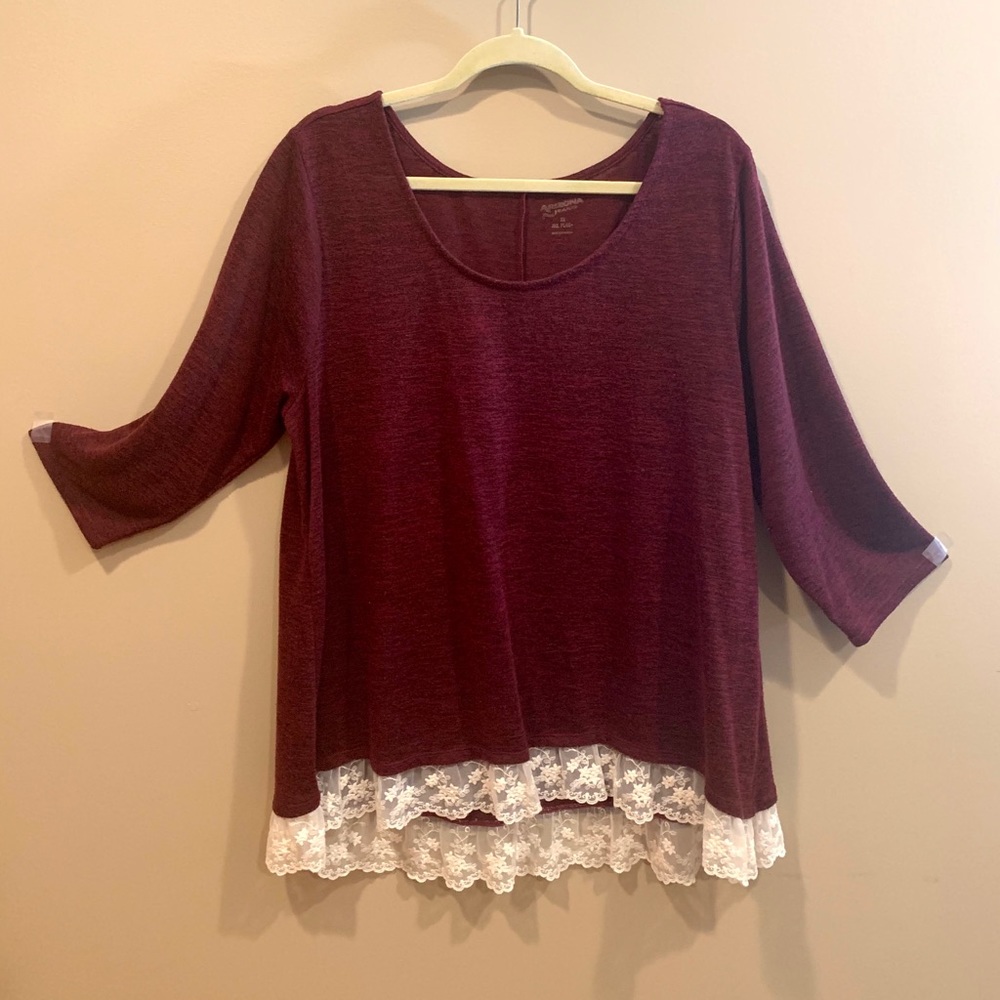 Blouse with Lace Trim
